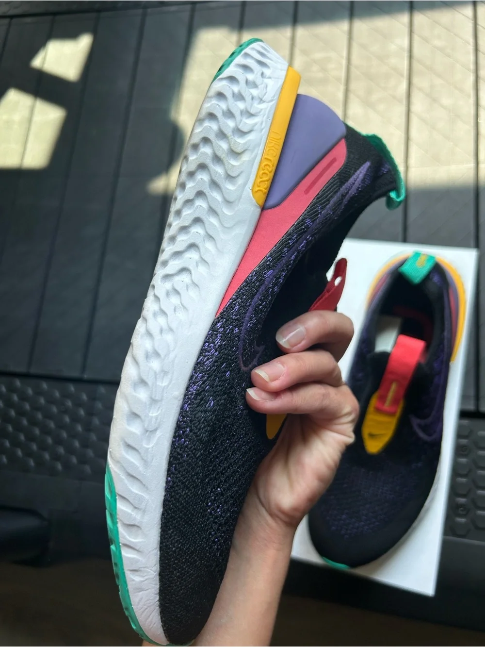 Nike Black Purple Phantom Run Flyknit React Sneakers